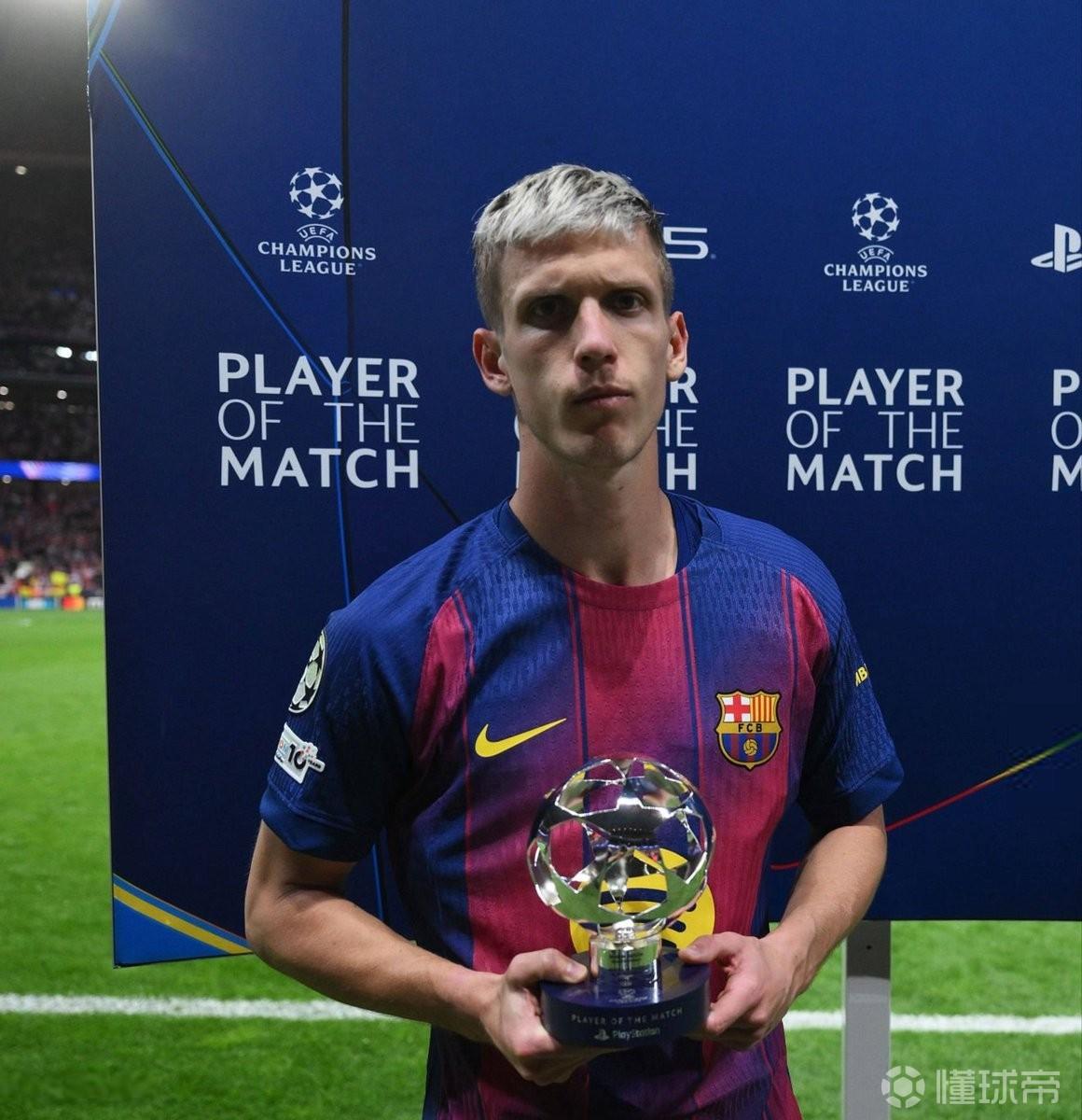 助攻+创造3次机会，奥尔莫当选巴萨客胜马竞全场最佳球员