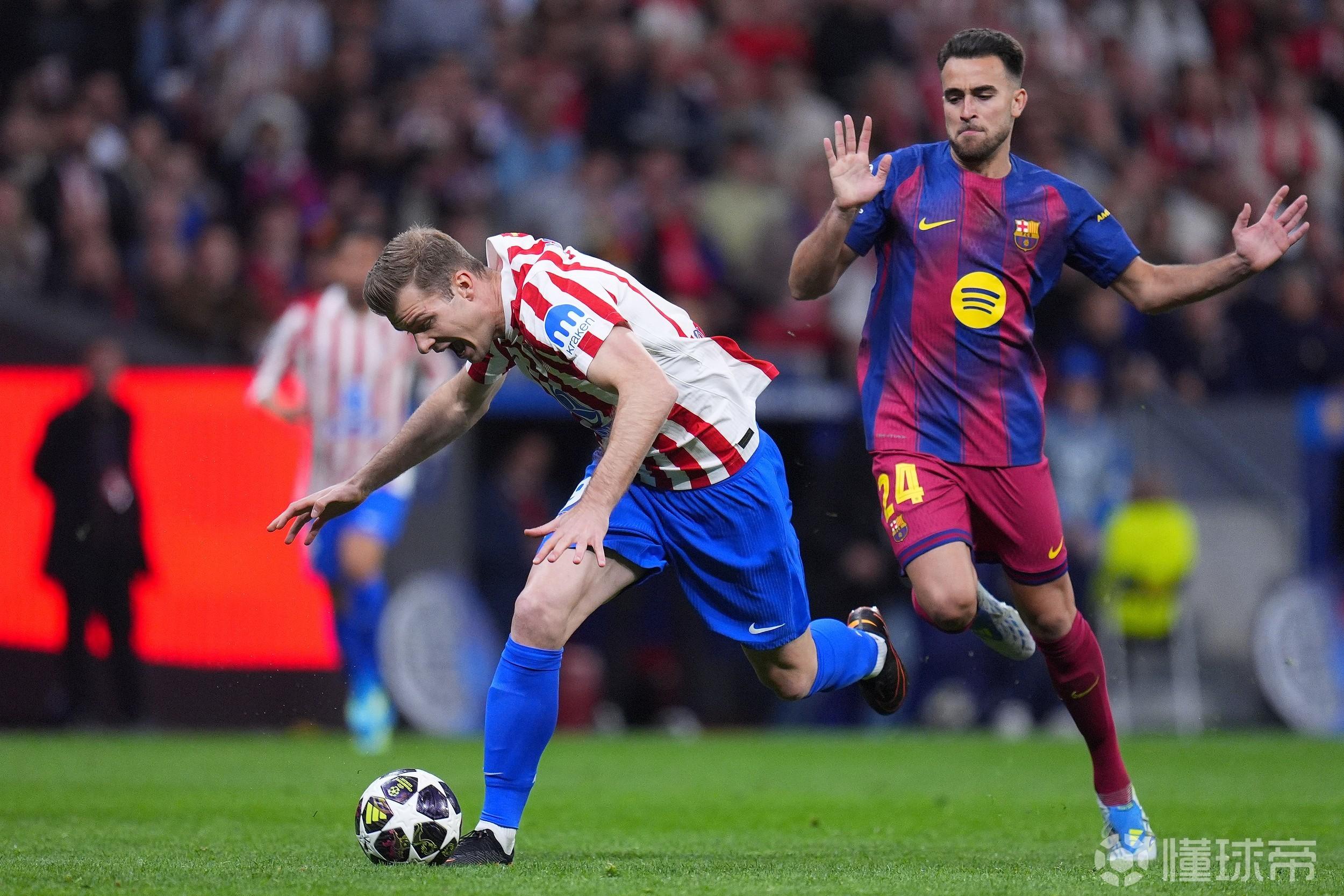 这集我老看？巴萨对阵马竞两回合均有球员因DOGSO被罚下