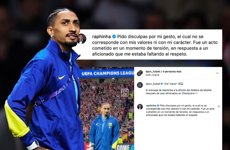 嘲讽马竞下轮就回家！拉菲尼亚道歉：当时有球迷在骂我 激动了