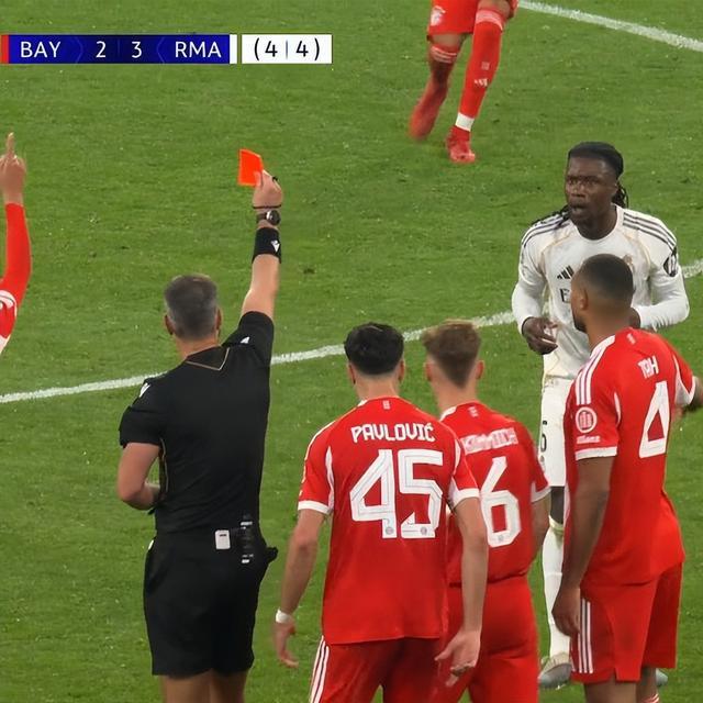 卡马文加染红惹争议！裁判专家：这级别比赛不能这么罚