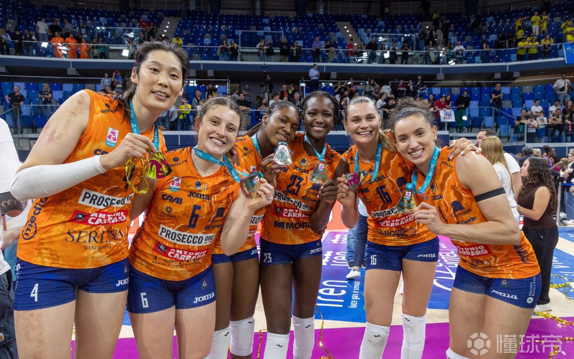 科内3-0米兰夺意甲八连冠，31岁朱婷赛季扣球成功率主攻第一