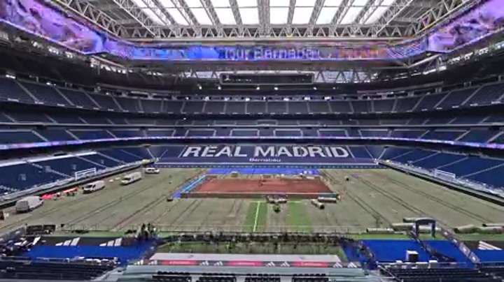 伯纳乌爆改网球场！皇马主场变身马德里大师赛赛场