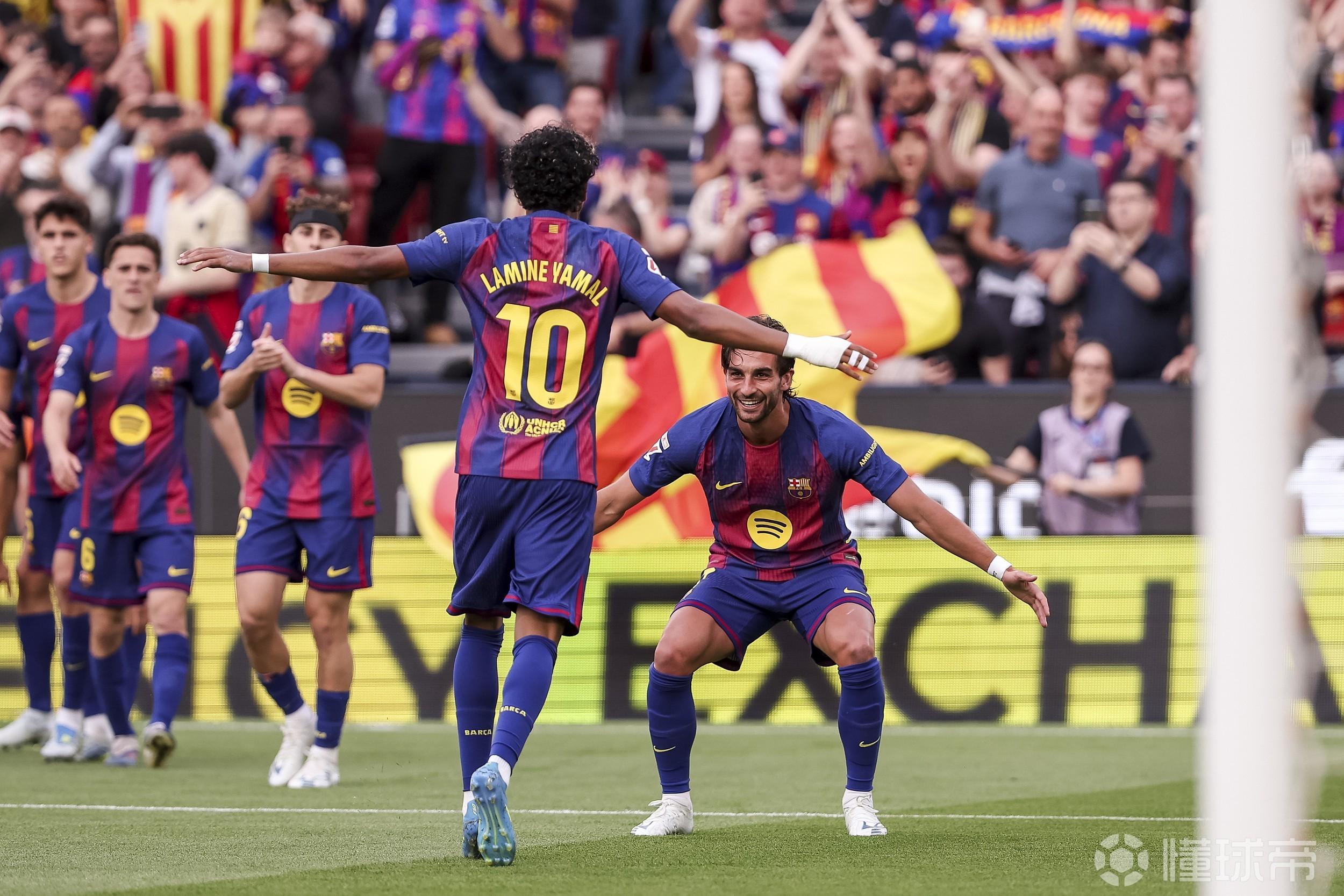 巴萨再拿8分就将铁定夺得西甲冠军，最快下轮即可夺冠