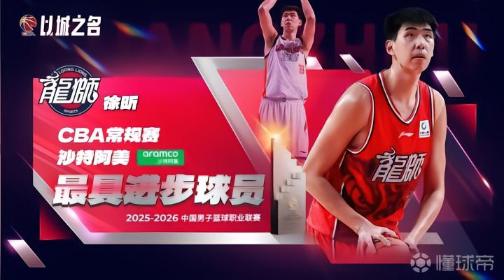 官方：徐昕当选本赛季CBA常规赛最具进步球员