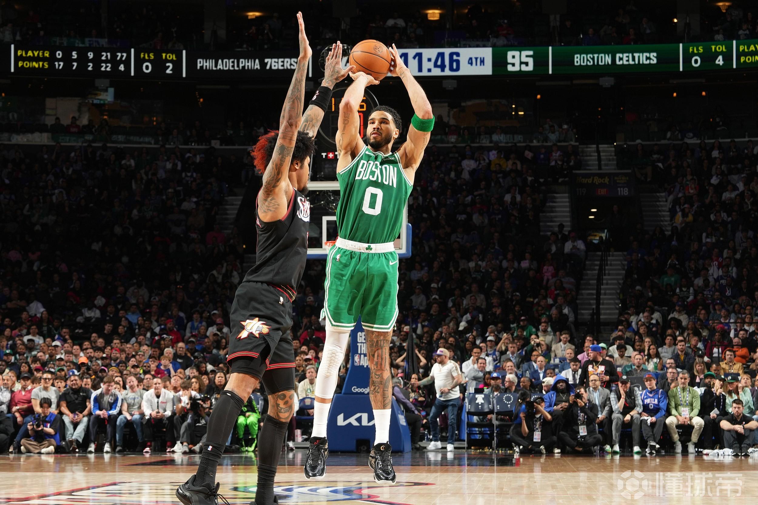 凯尔特人面对76人轰进24颗三分，打破队史季后赛三分纪录