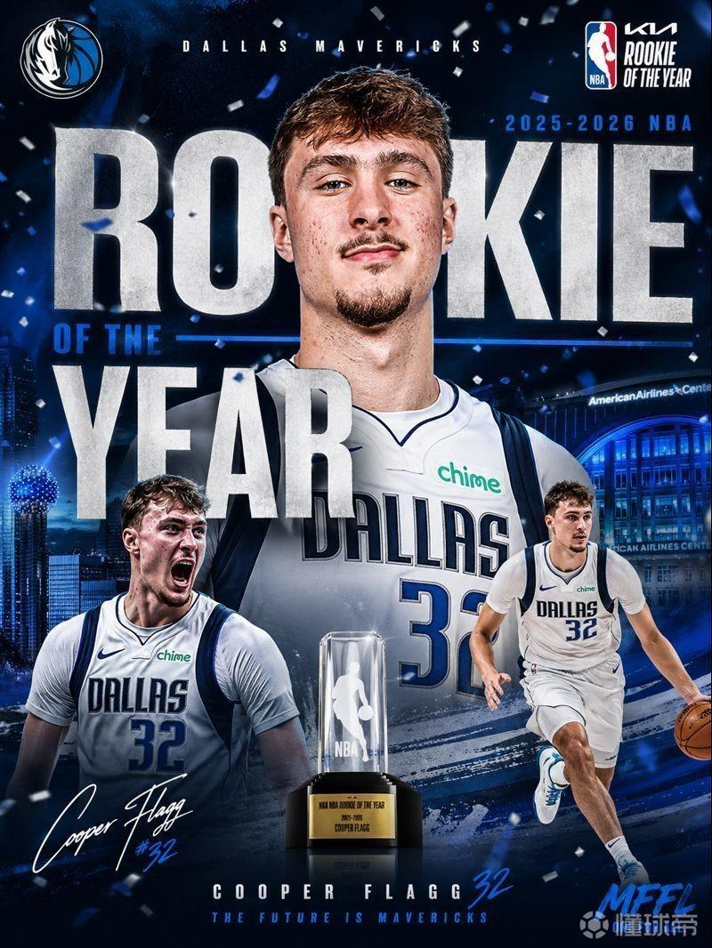 弗拉格为NBA年度最佳新秀奖第二年轻得主，仅次于詹姆斯