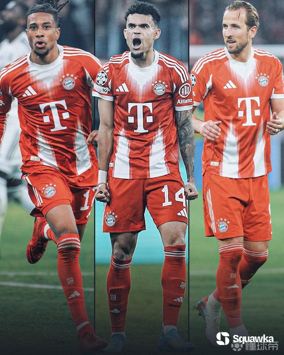 疯狂三叉戟，拜仁首次单赛季有三人欧冠参与进球上双