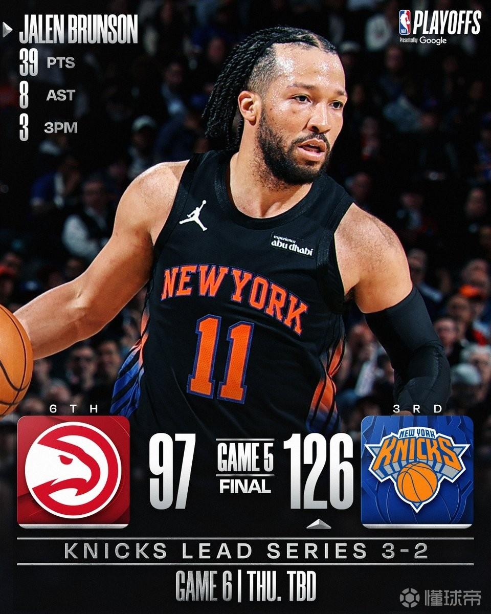 创纪录，尼克斯队史首次季后赛连场净胜对手至少15分