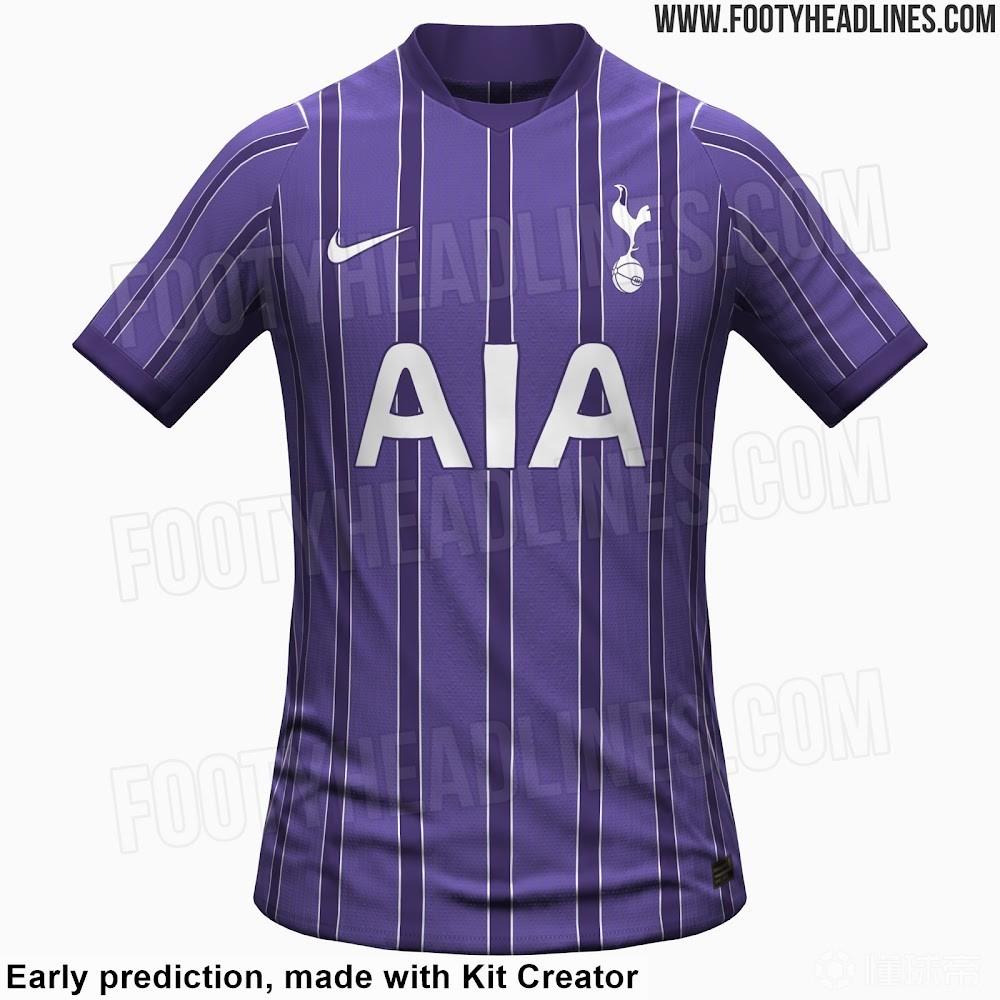 热刺下赛季二客球衣曝光：深紫色调，点缀竖向条纹设计