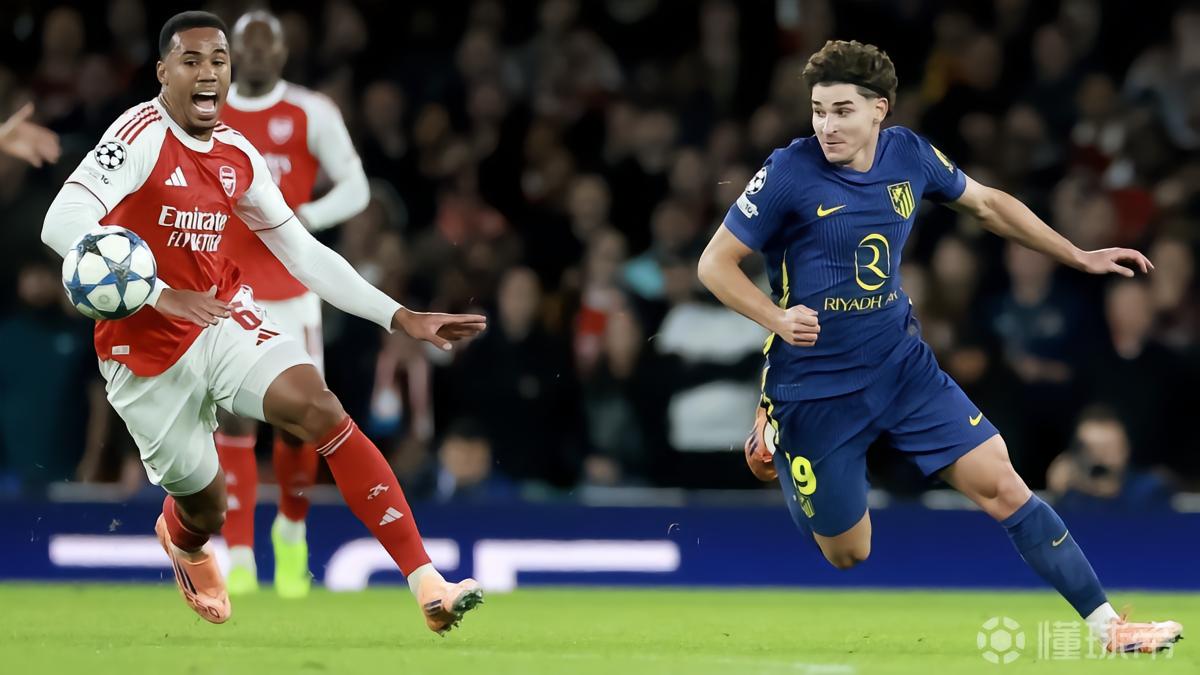 本赛季至今五大联赛球队出场数前二：阿森纳57场，马竞55场