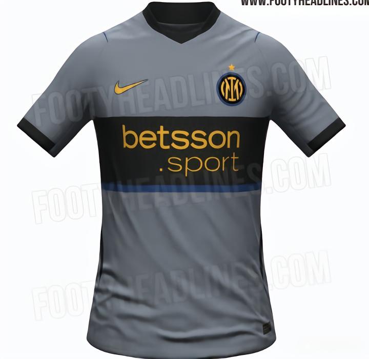 国米下赛季二客球衣曝光：铁灰色调，色彩灵感源自大罗时代战袍