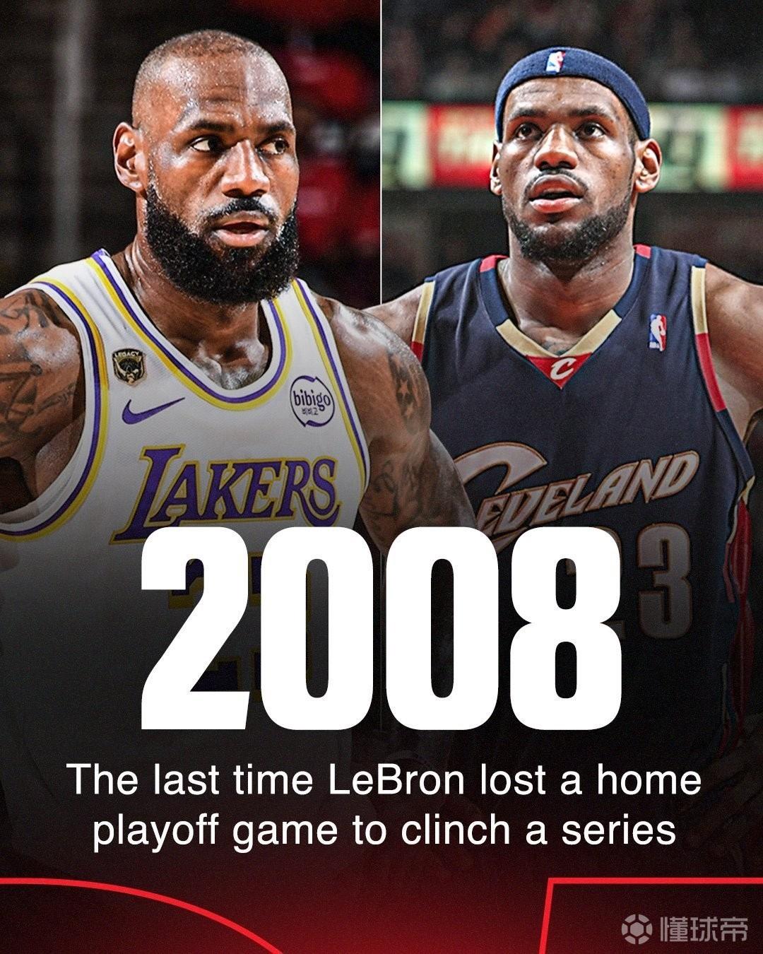 16连胜终结，詹姆斯自2008年以来首次主场输掉晋级战