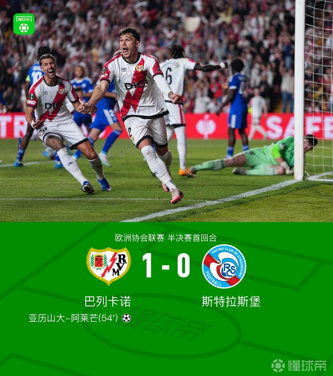 巴列卡诺1-0斯特拉斯堡，阿莱芒制胜