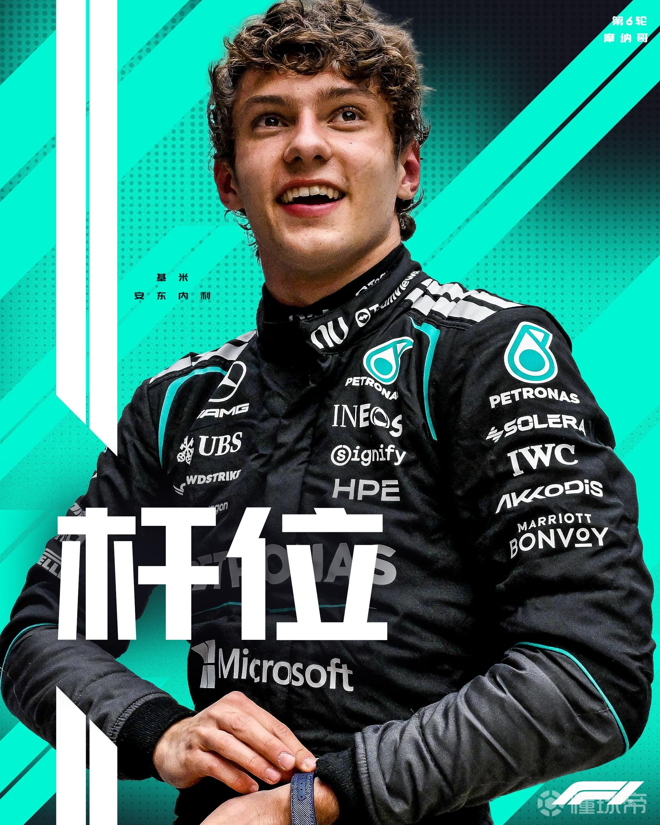 F1摩纳哥站排位赛：安东内利夺杆，维斯塔潘、汉密尔顿分列二三