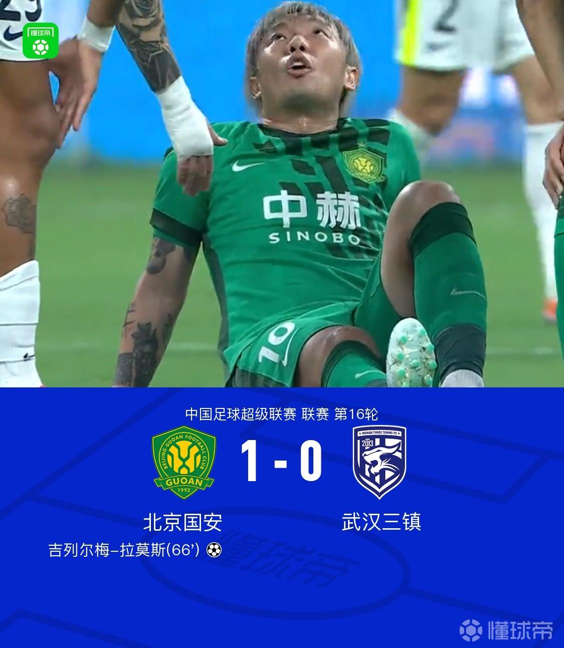 国安1-0三镇迎三连胜，拉莫斯破门，塞鸟助攻，张稀哲伤退