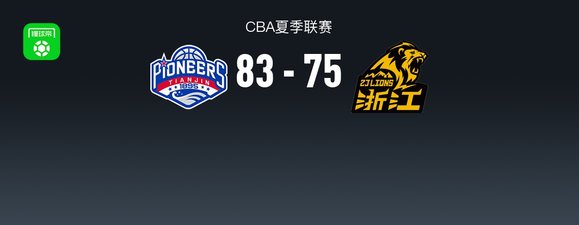 CBA夏季联赛战报：天津83-75广厦，侯孟泽24分