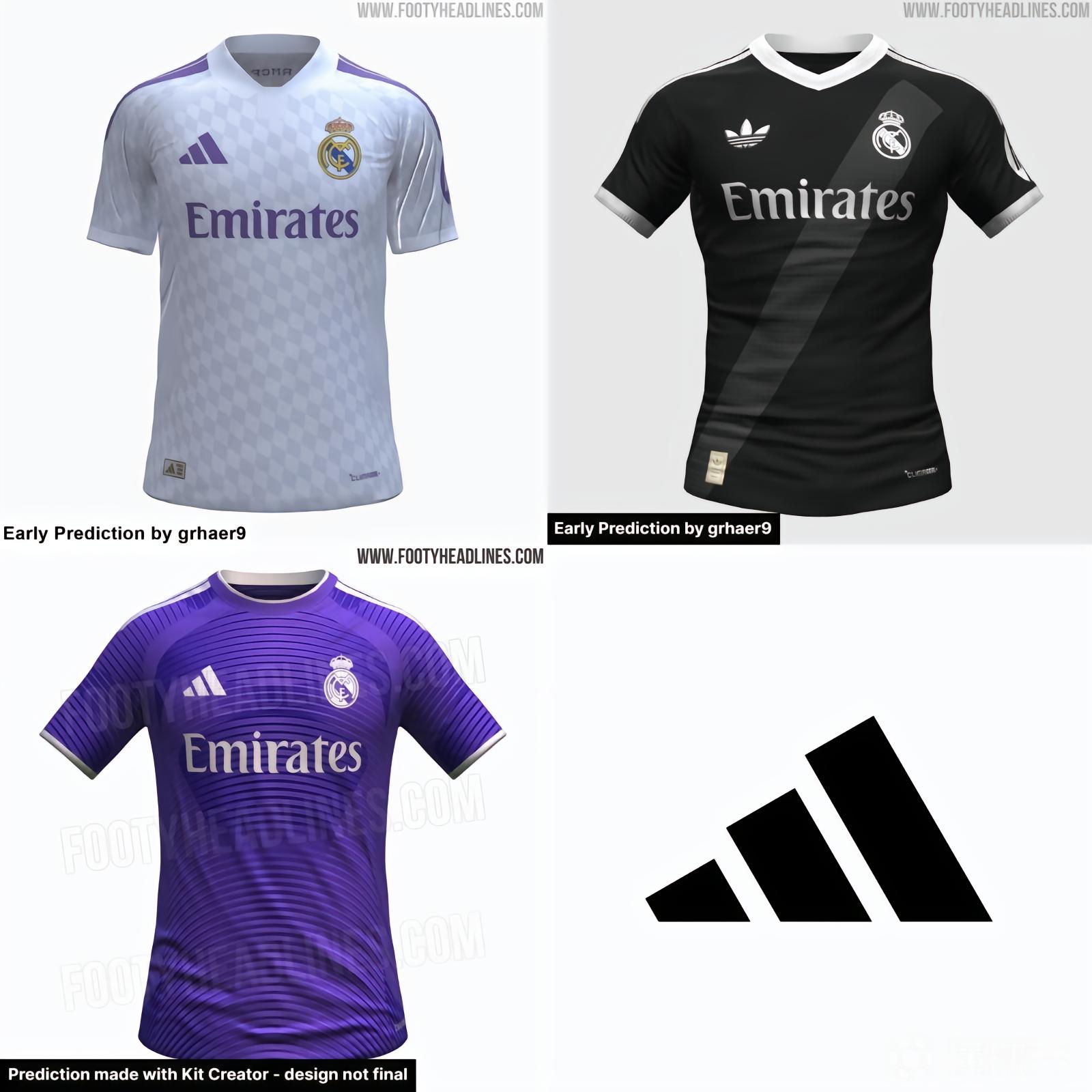 Footyheadlines：皇马27-28球衣主客场及第三球员配色曝光