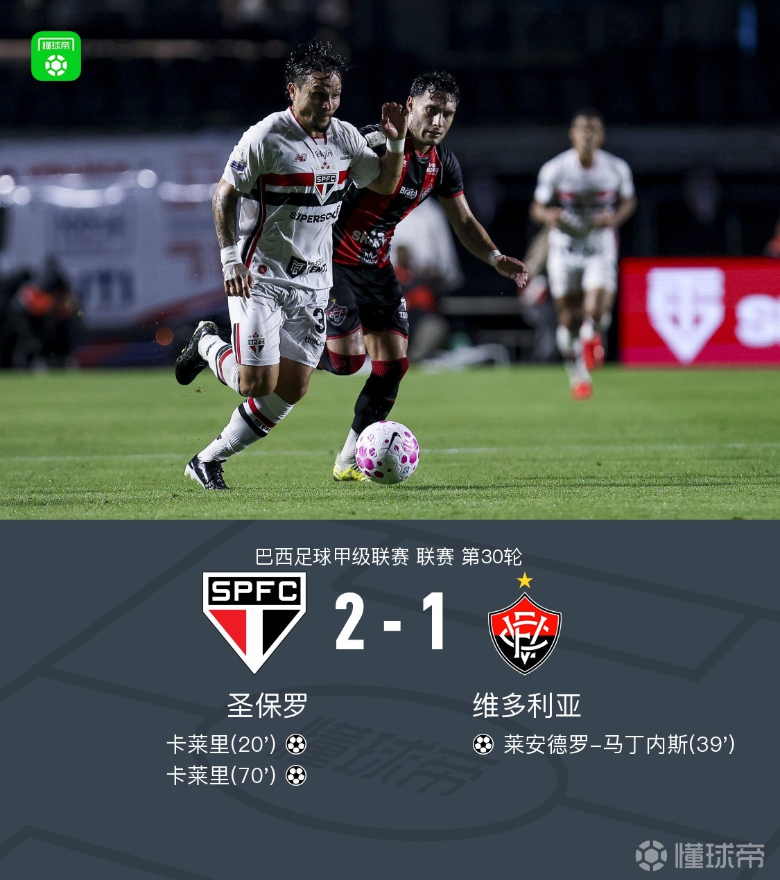 圣保罗2-1维多利亚，卡莱里双响