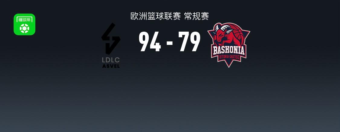 欧篮联战报：里昂94-79巴斯克尼亚，泰泰-华盛顿21+5+4