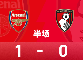 ⚽英超半场：赖斯单刀破门，埃万尼尔森错失良机，阿森纳1-0伯恩茅斯