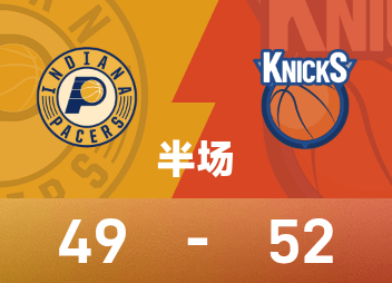 西亚卡姆半场14中9砍23分，哈利低迷仅得2分，步行者49-52落后尼克斯