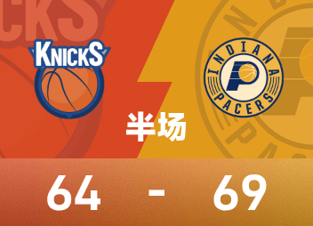哈利伯顿20+9+10准三双，尼克斯三人得分上双，步行者半场69-64尼克斯